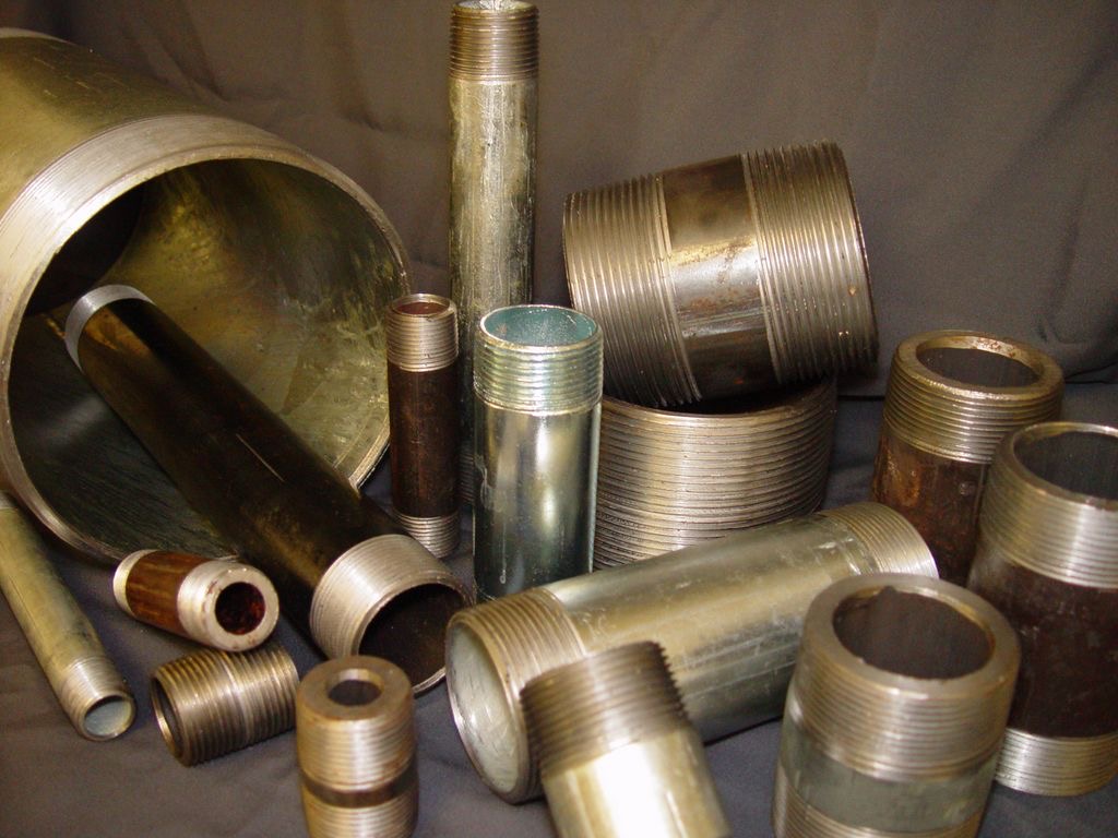 Full range of black and galvanized steel pipe nipples in various sizes from small to large diameter